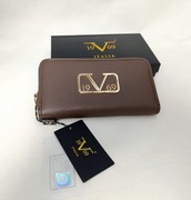 Portfel Damski 1969 Italia Brązowy ze Złotym Logo V Nowy z Metką 20x11