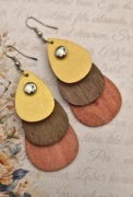 Kolczyki boho etno etniczne z drewna drewniane łezki krople handmade 