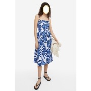 H&M Sukienka z elastycznym marszczeniem Biały/Niebieski.  Kup 3 a 4 gratis 