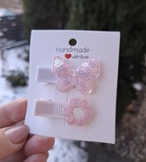 Mini spinki spineczki do włosów handmade 2 szt. motylek kwiatek