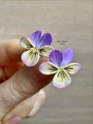 Kolczyki kraftowe srebrne bratek fiołek handmade