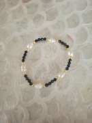 Bransoletka handmade z naturalnych kamieni hematytu pereł turmalin 