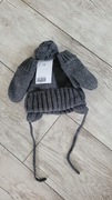 H&M czapka plus rękawiczki ocieplana nowa komplet 6-12 miesięcy 