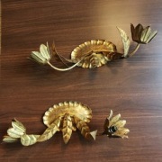 Dwa duże złote kinkiety Hollywood Regency old money style