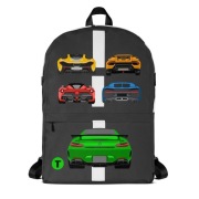 Plecak z czterema małymi autami ta dużym Mercedes AMG GT-R