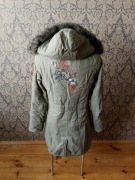 długa kurtka parka zimowa z haftem m