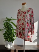 biała bluzka z długim rękawem w czerwone róże Janina Rozmiar 40