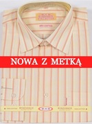 Koszula męska pomarańczowa w paski na długi rękaw kołnierzyk 40/41