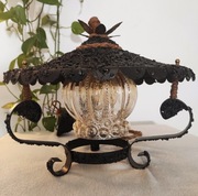 Unikatowa lampa wisząca vintage metalowa ze szkłem – rustykalny design