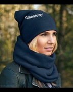 Granatowy komplet czapka komin Polska produkcja