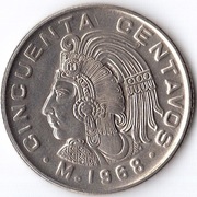 MEKSYK, 50 centavos 1968, KM# 451, AU