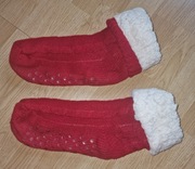 Antypoślizgowe grube wełniane ocieplane skarpety z futrem, czerwone