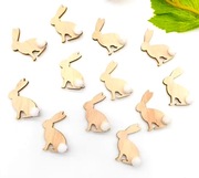 Króliczki Wielkanocne Zajączki drewniane samoprzylepne 12 szt.