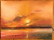 zachód słońca nad jeziorem 30x40 cm Pastel