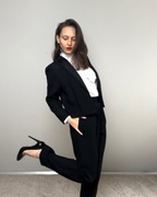 garnitur smoking wysoki stan wełna unikat sassy old money quiet luxury 