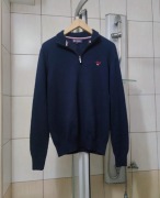 Sweter klasyczny Lion of Porches M niebieski granatowy ciemny wełniany 