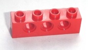 Lego klocek 3701 czerwony z dziurkami 1x4