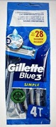 1x Gillette Blue Simple3 Jednorazowe maszynki do golenia 4 sztuki, 