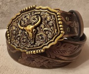 Skórzany pasek BYK RODEO Buhaj dla Hodowcy Bydła. Skup bydła.