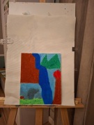 Obraz malowany przez dziecko pastelami olejnymi na płótnie