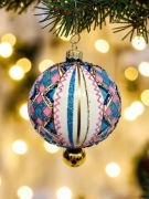 Bombka choinkowa Wisior kratka szklane ozdoby choinkowe retro styl 
