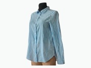 Koszula bawełniana H&M w paski, 100% bawełna, biało-niebieska, 36/S