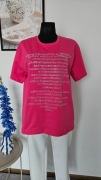 Różowy tshirt basic z błyszczącymi literami rozmiar XL