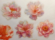 20 dużych naklejek kwiaty różowe scrapbooking