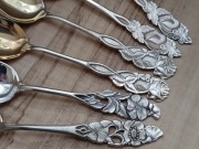 SREBRZONE ŁYŻECZKI DO KAWY FILIŻANKI FINLANDIA KWIATY