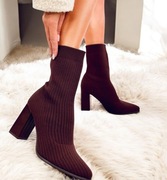 Buty botki kozaki na obcasie krótkie skarpetkowe 37