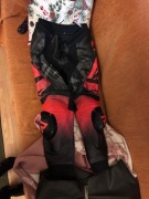 Spodnie skórzane motocyklowe REBELHORN INFERNO BLACK/FLUO RED Nowa rozm:52