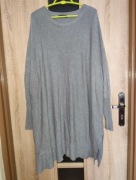 268 Szary długi luźny gładki sweter oversize rozmiar XXL