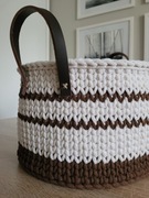 Wyprzedaż! Duży Kosz pleciony ze sznurka boho z uchwatami handmade