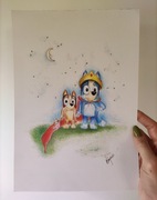 Rysunek blue bluey obraz plakat do pokoju dziecka