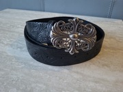 Pasek czarny z tłoczeniami 