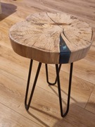 Stolik drewniany, plaster buk, żywica epoksydowa