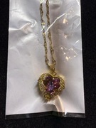 Złoty kryształowy wisiorek w kształcie serca - stal chirurgiczna- NOWY