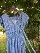 Sukienka/dress błękit kwiaty/dmuchawce falbany S/M