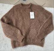 Sweterek camelowy oversize 80% super kid moher italy