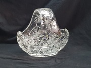 Kryształowy koszyk, szlif młynek, Vintage PRL