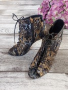 Piękne botki peep toe Kazar 38 skóra naturalna glamour chic