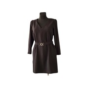 Czarna sukienka Gerard Darel 36 elegancka klasyczna V-neck