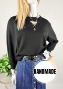 Czarna bluza damska ręcznie szyta handmade M/L na co dzień casula na wiosnę