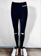 Legginsy czarne z logo rozcięcia kolana O’La Voga XS/34