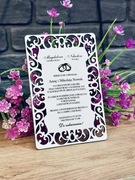 Eleganckie zaproszenia ślubne z biały HDF 3mm grawer laserowy z obrączkami