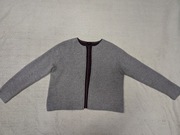 Szary fioletowy elegancki wełniany kaszmirowy sweter narzutka Solar L 40