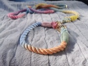 Tęczowa obroża +smycz L