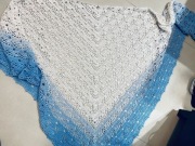 Chusta handmade biel błękit