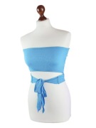 Prążkowany błękitny crop top bandeau SHEIN, rozmiar 36