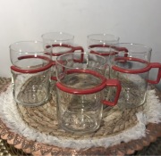 Szklanka termoodporna z czerwonym uchwytem 250ml Huta Szkła Wołomin PRL